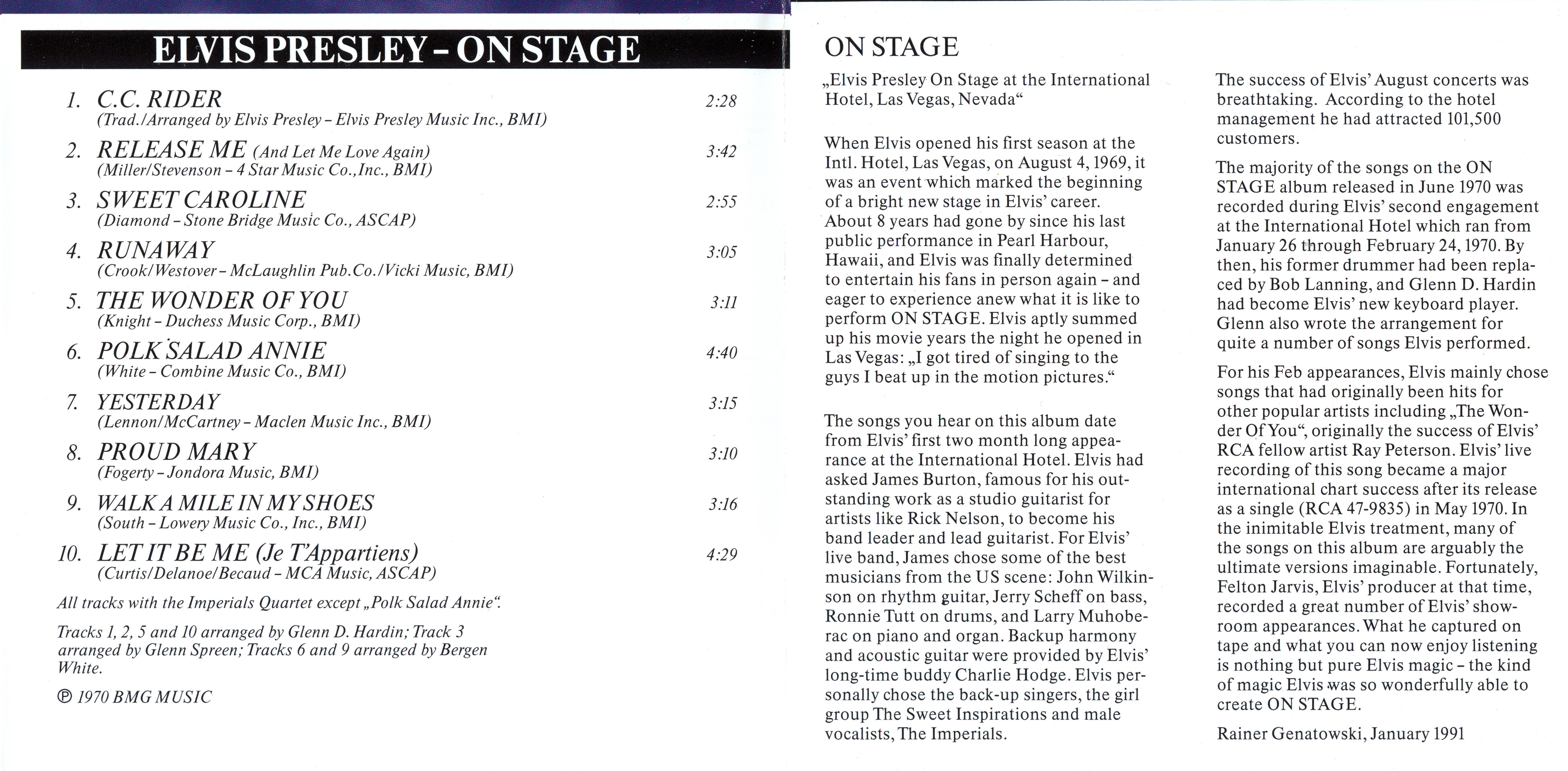 Elvis Presley  The Original Elvis Presley Collection 34; On Stage : Front + Inlay